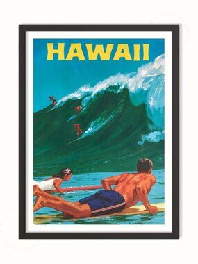Hawaii Surfing Vintage Poster – Retro Beach Art Print